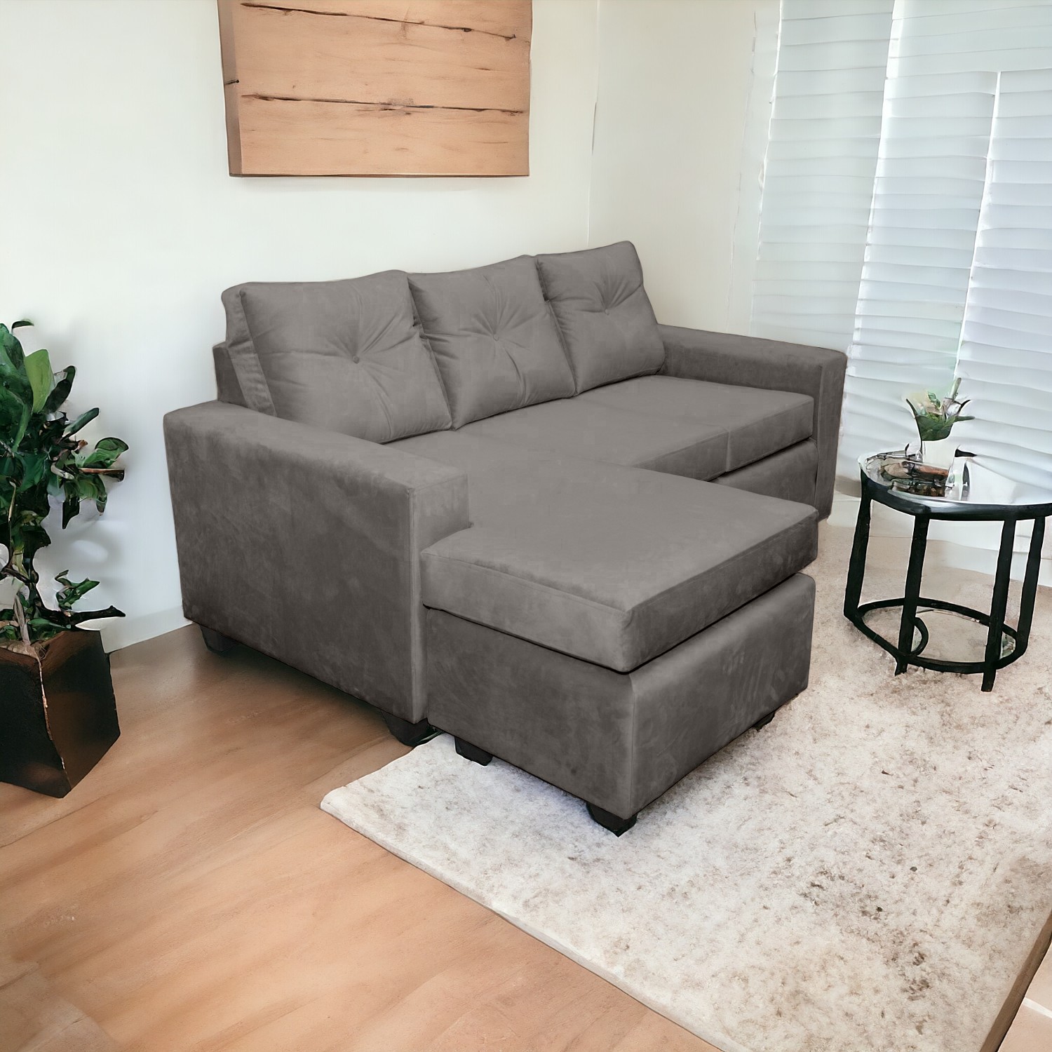 Muebles Mpr - Sofá Intecambiable Azalea Felpa Gris