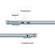 thumbnail image 2 of MacBook Air 2025 13.6" Chip M4 (10n CPU 8n GPU) 16GB RAM 256GB SSD - Sky Blue, 2 of 3