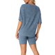 thumbnail image 3 of INSPIRE CHIC Conjunto de chándal de punto acanalado suave para mujer, camiseta de manga corta, pantalones cortos, ropa de estar, ropa de dormir XL Azul, 3 of 6