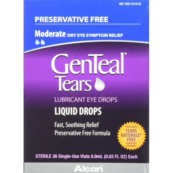 Gotas para ojos GenTeal Tears Lubricante Moderado, 36 ampollas, 0,9 ml