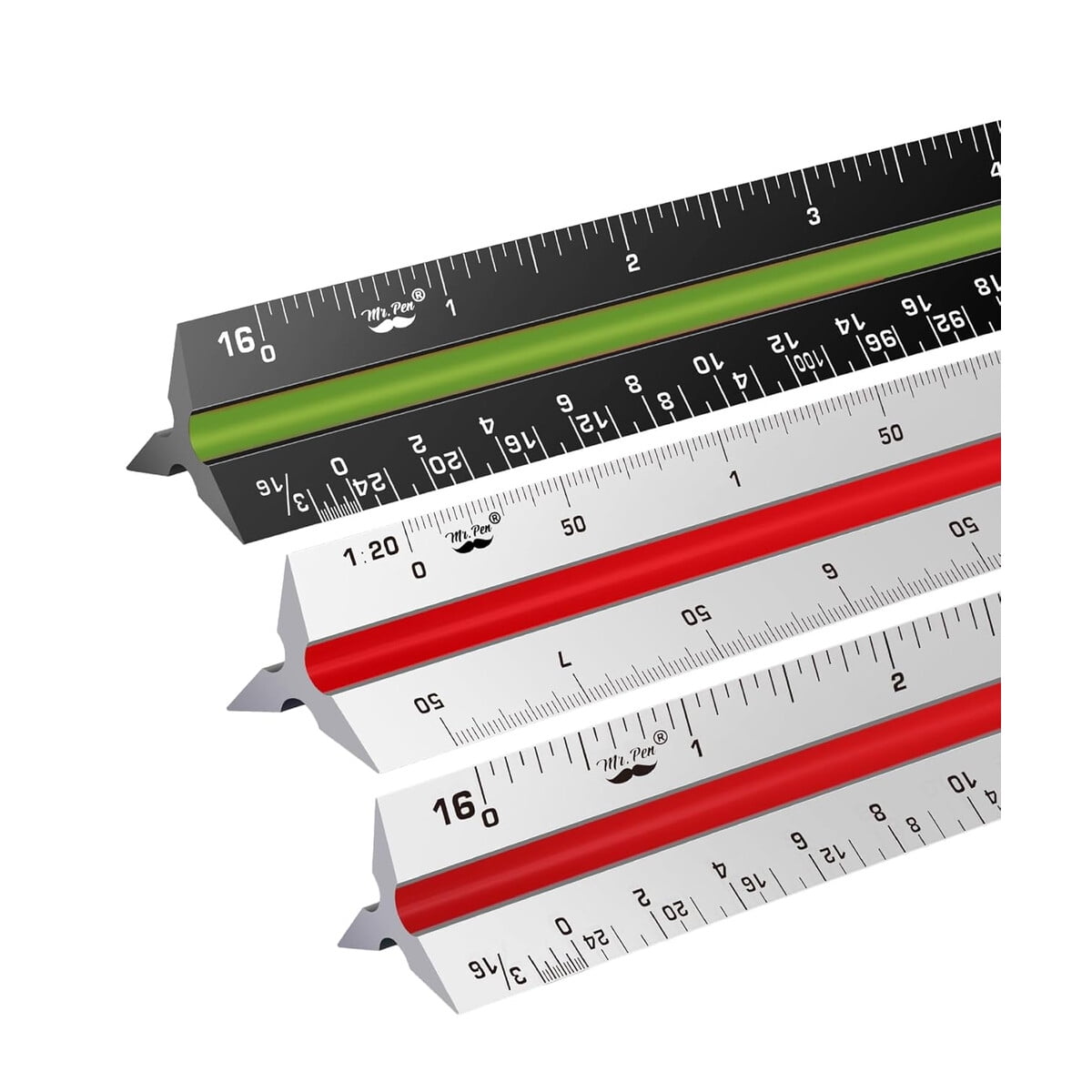 Set De Reglas Arquitectanicas Mr. Pen 12 Pulgadas Aluminio