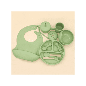 Estilodomus - Set De Alimentación Silicona Dividida Con Ventosa Bebés Verde