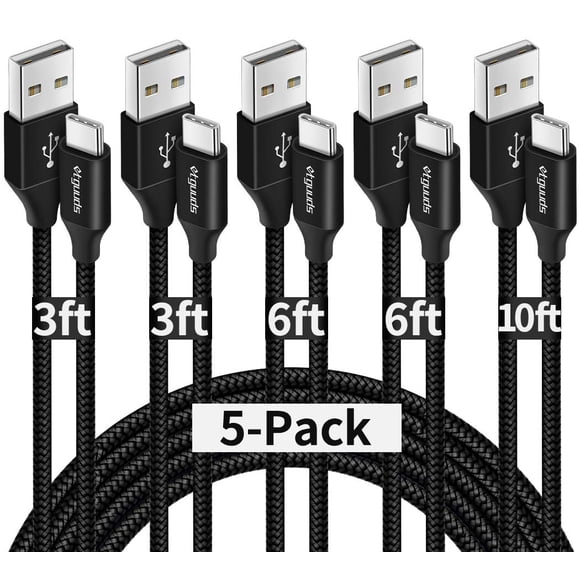 Paquete de 5 cables de carga USB-A a USB-C para iPhone Samsung