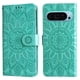 thumbnail image 1 of Funda tipo cartera FOXDOCK para Google Pixel 9 Pro , diseño girasol en relieve, cuero PU, cierre magnético, soporte y tarjetero, 1 of 5