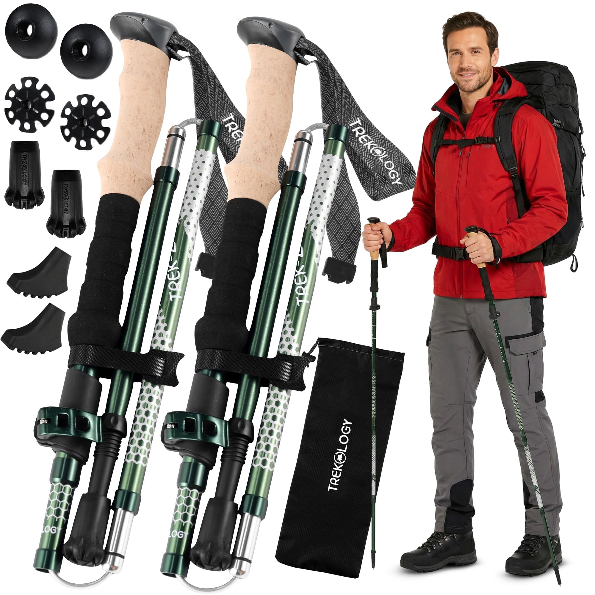 Bastones De Senderismo Trekology Trek-z Plegables De 115 A 135 Cm
