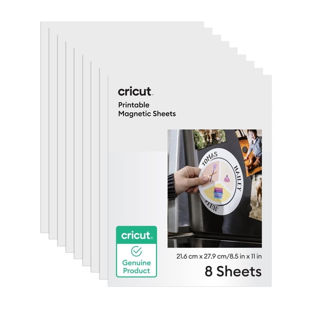 Hojas magnéticas Cricut 21,6 x 27,9 cm, 8 unidades, para impresora de inyección de tinta