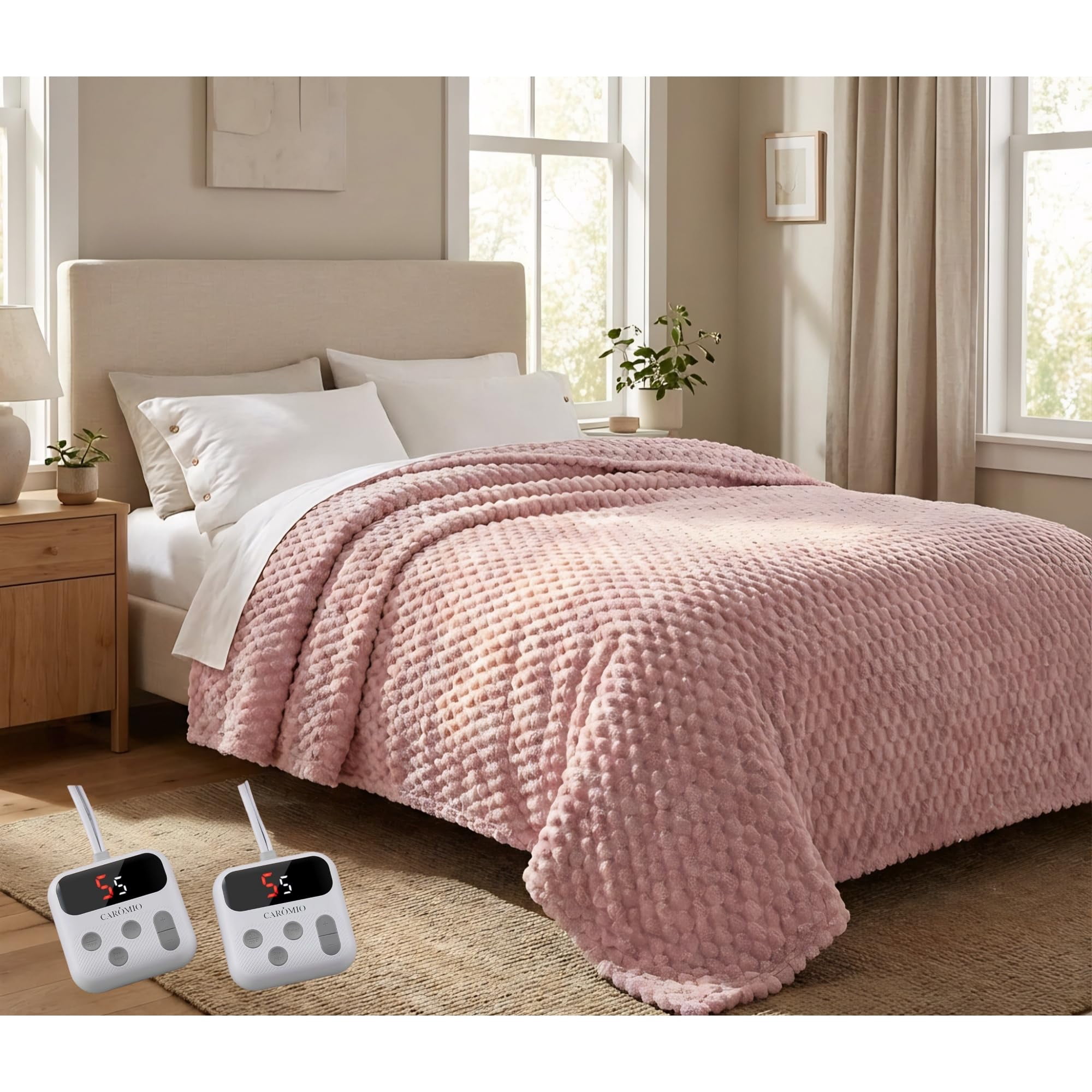Manta Térmica Garveehome Electric King, 230 X 254 Cm, Color Rosa