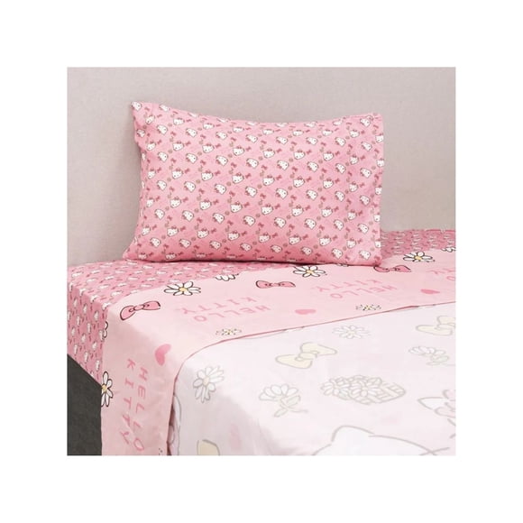 Sabanas infantil microfribra 1.5 plazas Hello kitty margarita