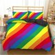 thumbnail image 1 of Rainbow Striped Quilt Duvet Cover Set Soft Bedding Bedspread 3-Piece Bedding Set, 1 of 5