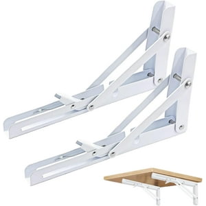 Genérica - 2 Pcs Bisagras Escuadra Soporte Estante Repisa Plegable 40Cm Blanco