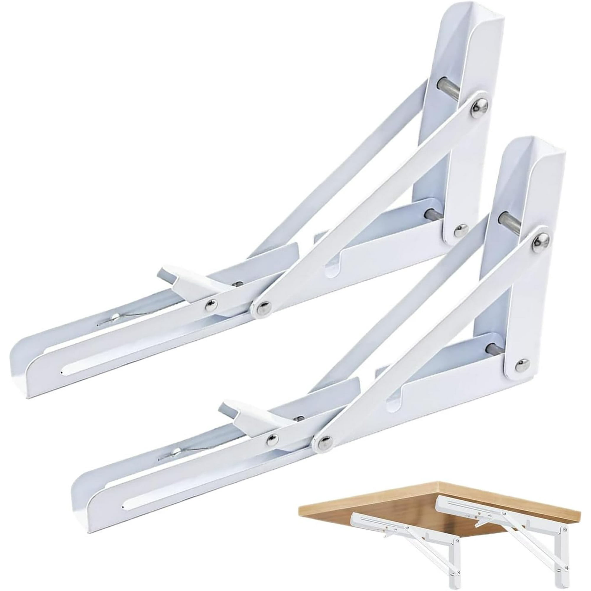 Genérica - 2 Pcs Bisagras Escuadra Soporte Estante Repisa Plegable 40cm Blanco