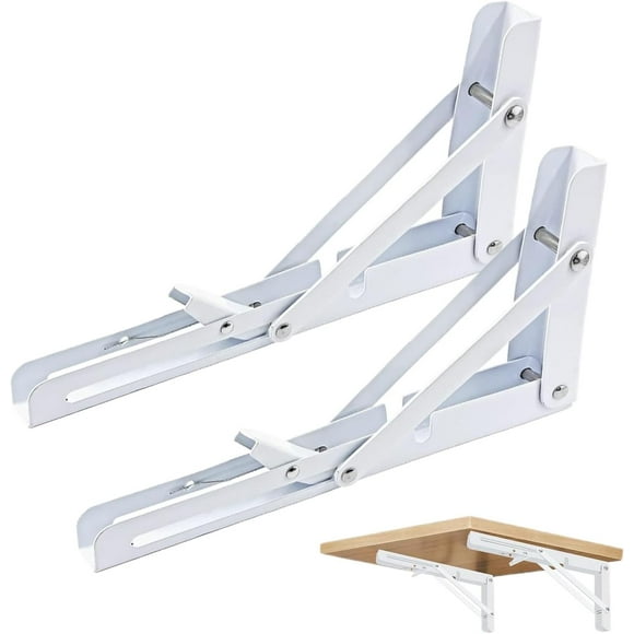 2 Pcs Bisagras Escuadra Soporte Estante Repisa Plegable 40cm Blanco