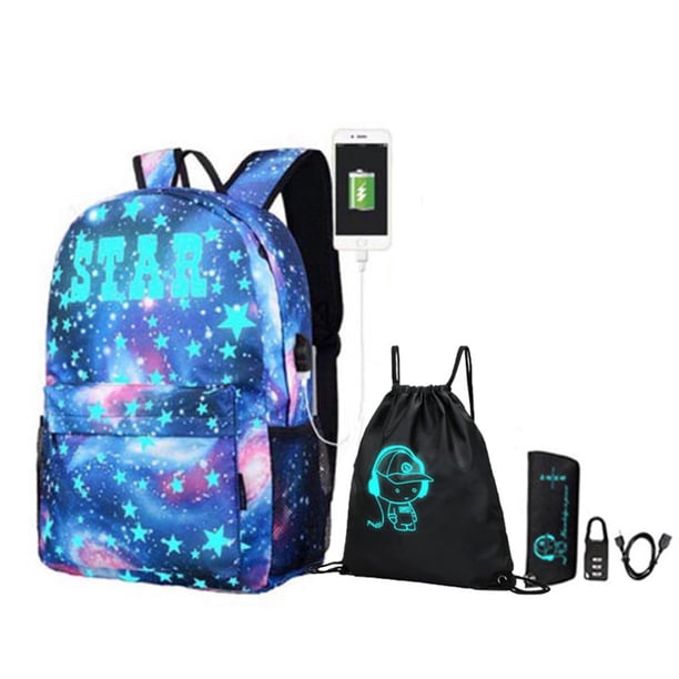 New School Backpack for Boy Girls Anime Cartoon Luminous Children's Bags Anti-Theft Bookbag Daypack Shoulder Rucksack Laptop Bag