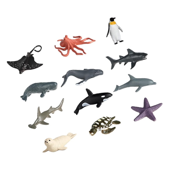12 de animales realistas, estatuas en miniatura, juguetes para niños, mini , modelos de para escritorio, oficina, hogar, sa , Orca