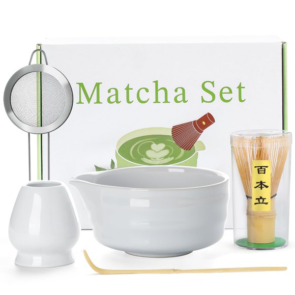 Set de Batidor de Matcha Jardin Tesoro 5 Piezas 510 ml Blanco