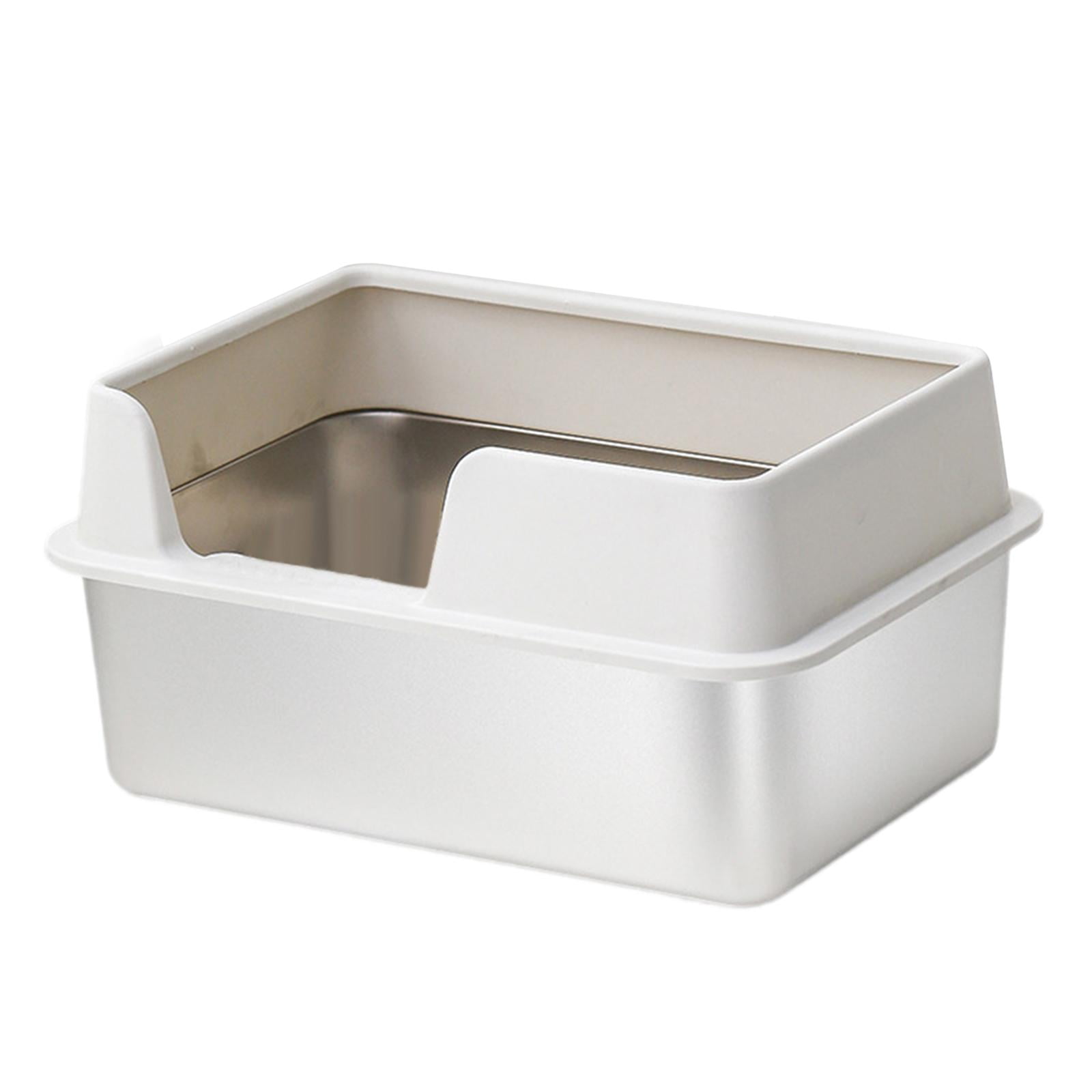 Caja De Arena Para Gatos, Orinal Grande Para Gatitos, Accesorios Para Limpiador De Mascotas, Bandeja De Arena Para Gatos L, Blanco