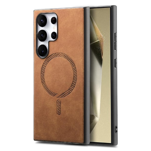 Magnetic Slim Case for Samsung Galaxy S25 Ultra with Camera Guard & Anti-Scratch Back Brown