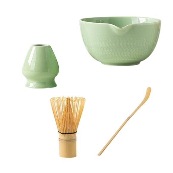 Juego De Matcha Para Amantes Del Té Herramientas Para La Ceremonia Del Té Batidor Y Soporte Para Matcha Chino Verde Brillante