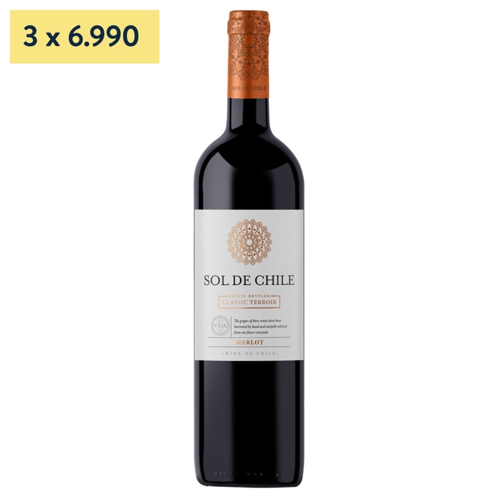 Vino Tinto Carmenere Botella 750 ml Sol de Chile