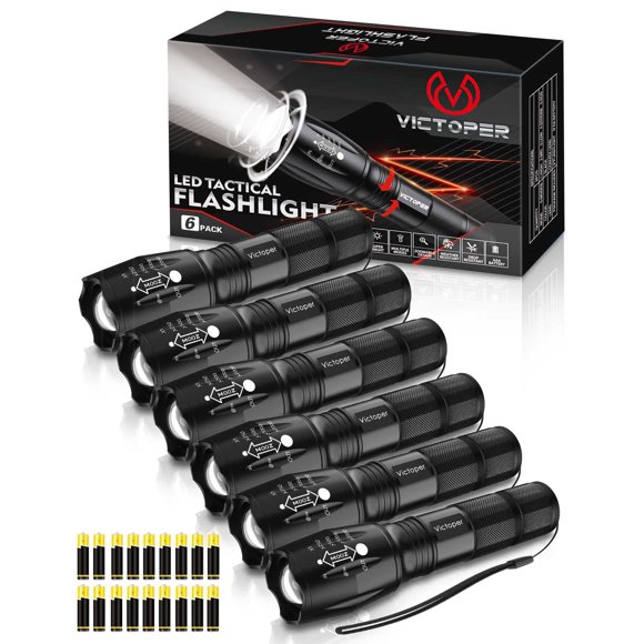 Linterna LED Victoper, 2000 lúmenes, resistente al agua, paquete de 6