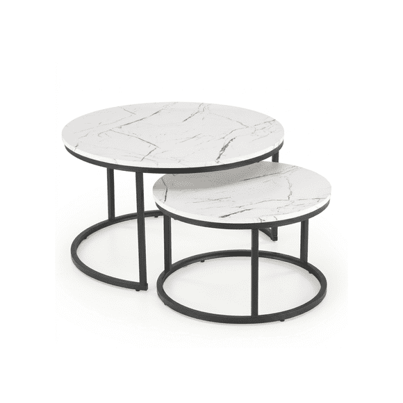 Mesa De Centro Auxiliar Doble Melamina 70x43 50x39 BLANCA