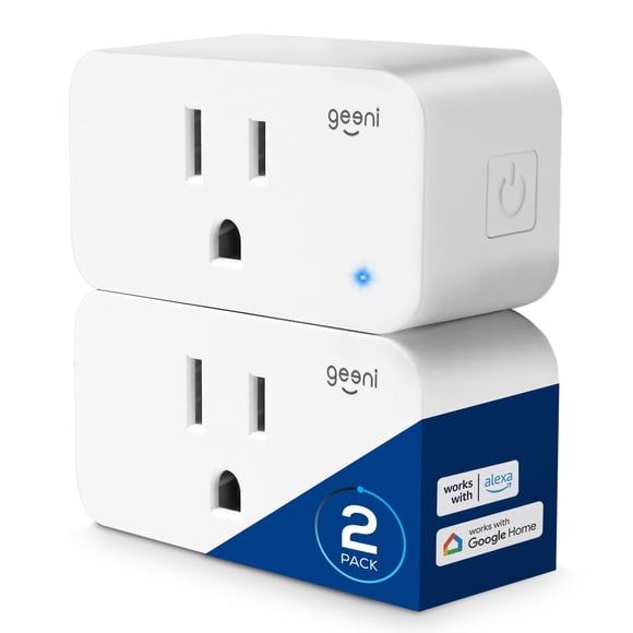 Enchufe inteligente Geeni Mini 15A WiFi, paquete de 2, compatible con Alexa y Google