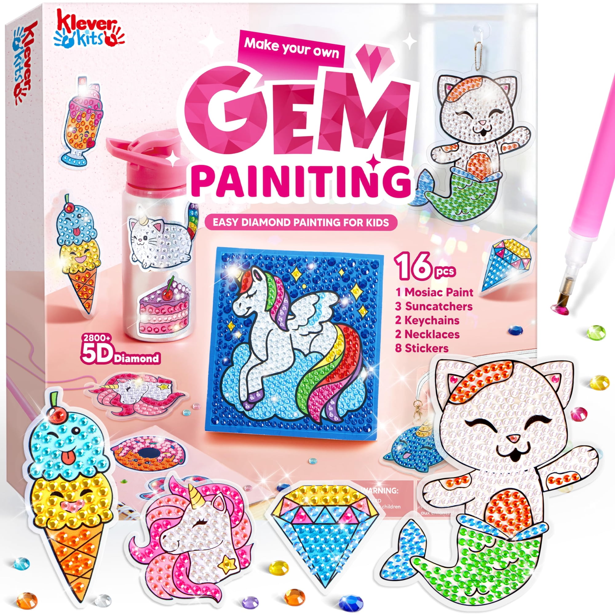 Kit De Pintura Con Diamantes Klever Kits Gem Art Con Gemas 5d Para Niñas De 6 A 12 Años