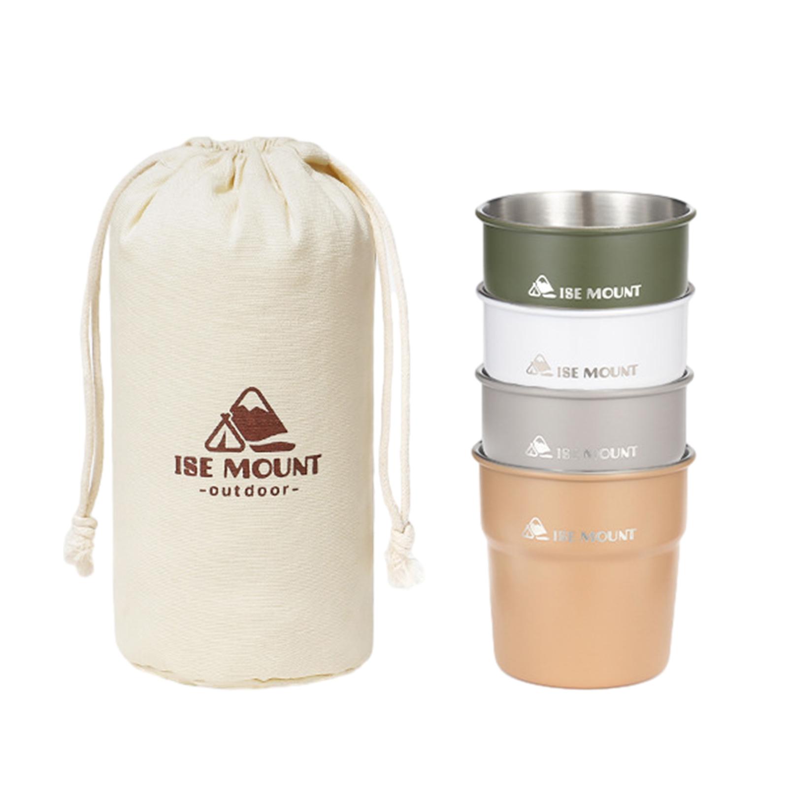 Magideal - 4 Unids Tazas De Acero Inoxidable Café Té Taza De Agua Tazas De Camping 300 Ml Taza De Beber Portátil Taza De Café De Camping Para Senderismo Camping Estilo A