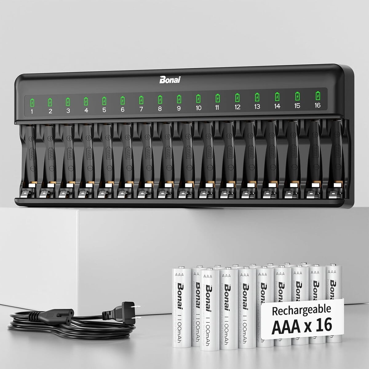 Pilas Recargables Aaa Bonai 1100mah Con Cargador 16 Bahaaas