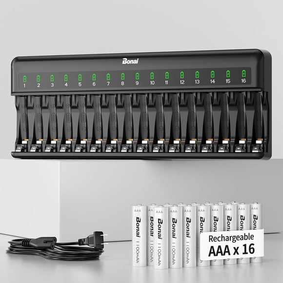 Pilas Recargables AAA Bonai 1100mAh con Cargador 16 Bahías