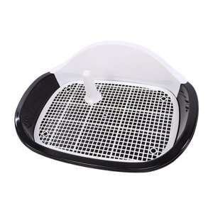 Ioensy - Pet Dog Toilet Tray Orinal Valla Con Poste Extraíble Three Side Wall Black