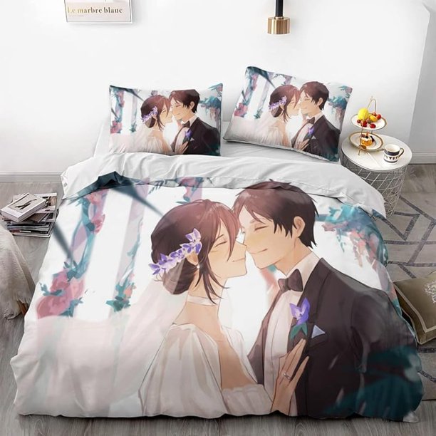 At-tack -on Gia-nt Anime Soft- -3D Prin-ted Du-vet Cove-r Bedding Se-t with Comforte-r Cover 3- Piece Set