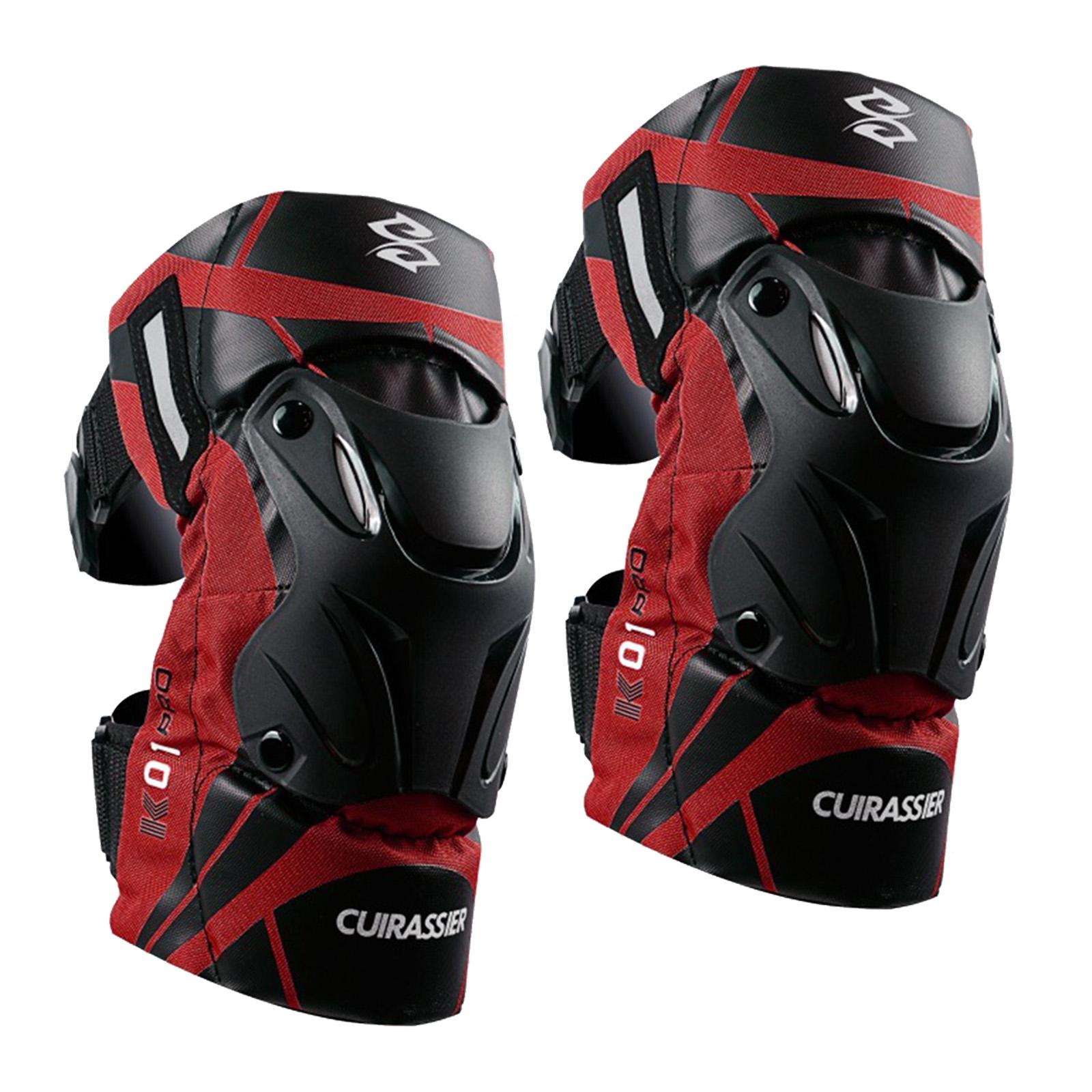 Magideal - 2X K01-3 Rodilleras Para Motocicleta, De Protección Resistente Golpes Apto Para Carreras De Motocross A Prueba De Humedad Reflectante , Rojo Rojo Reflectante