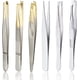 thumbnail image 1 of Pinzas profesionales de acero inoxidable para cejas (6 unidades) de precisión para eliminar puntos negros, pelos encarnados, pestañas y barba., 1 of 5