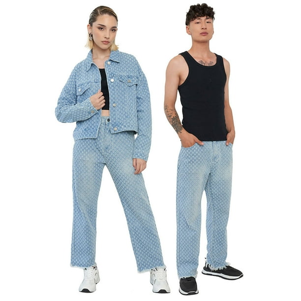 Jeans Straight Fit Azul Claro x Power Peralta Corona