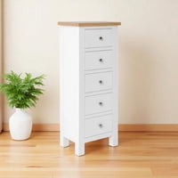 Arca Muebles - Comoda De Madera 5 Cajones 45X40X120 Blanco Cubierta Miel