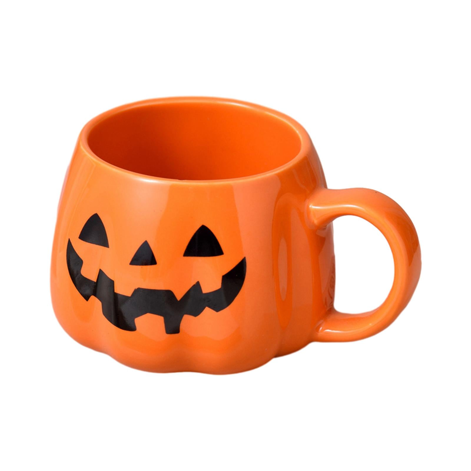 Magideal - Taza De Café, Taza De Cerámica De Calabaza De Halloween, Taza De Vacaciones De Otoño, Taza De Café De Cerámica De Dibujos Animados, Taza De Calabaza P Negro