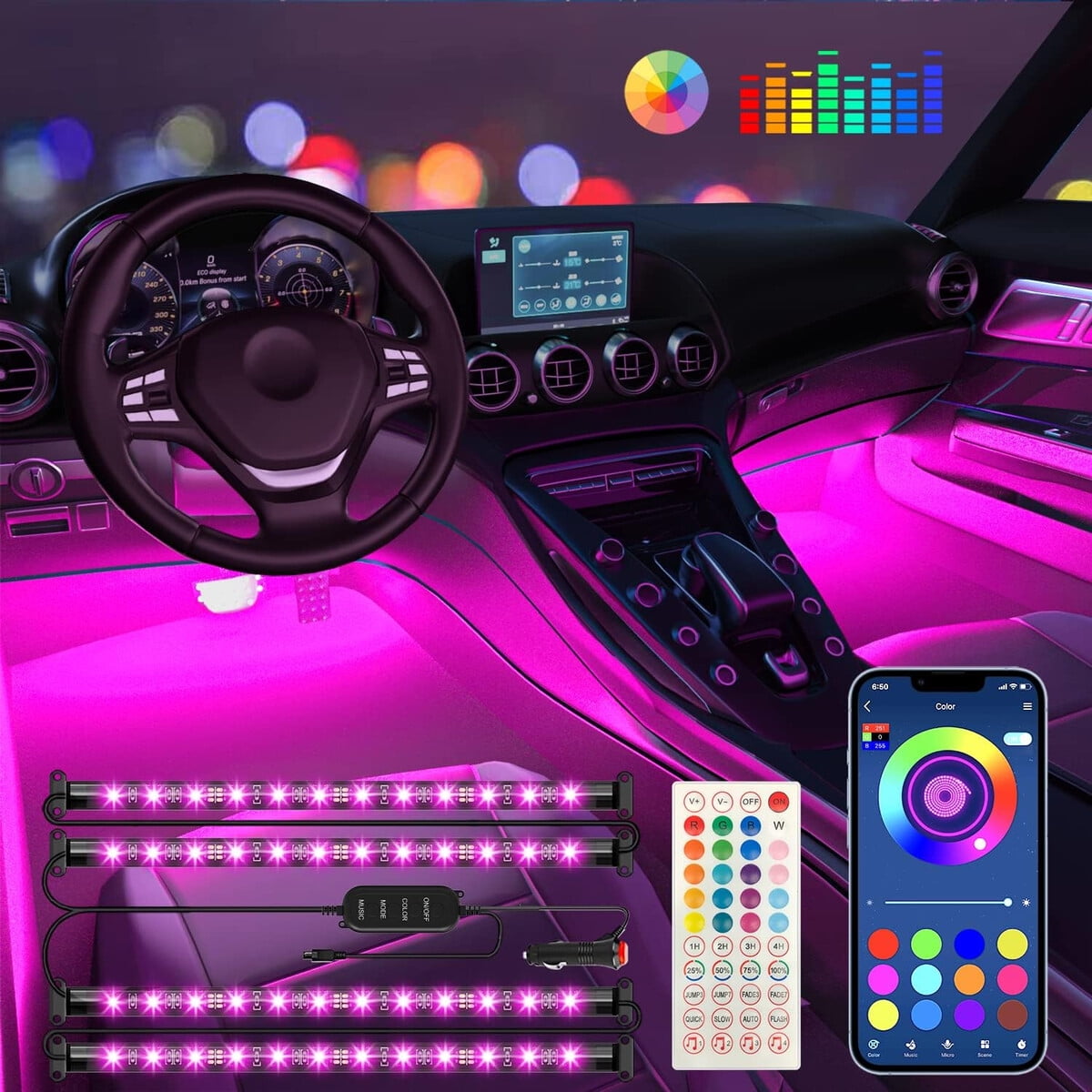 Luces Led Interior Auto Keepsmile Rgb Control App