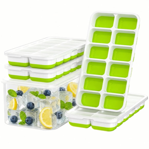 Bandeja de cubitos de hielo NFK 4 unidades con tapa y contenedor