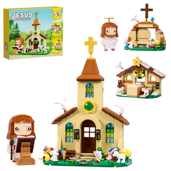 Bloques de construcción HTOWPMLS Jesús set 3 en 1 de Natividad 454 piezas