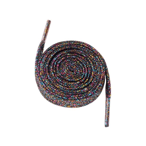 INSPIRA CHIC 1 Par de Cordones Planos Brillantes Metálicos con Purpurina, Cintas de Zapatos con Lentejuelas Coloridas y Brillantes para Zapatillas Multicolor Oscuro 100cm/39.37"