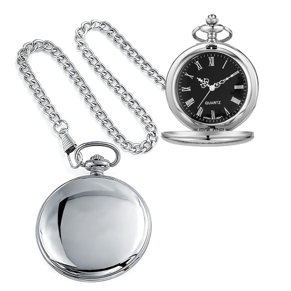 Reloj de Bolsillo Alwesam Cuarzo Redondo Romano 4.5 cm Cadena 38 cm