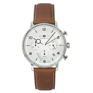 Zeppelin - Reloj Solar Lz129 Hindenburg Chronograph, Correa De Cuero, Dial Beige, Para Hombre - Modelo 80865N