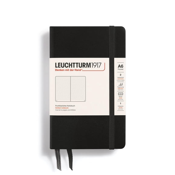 Libreta LEUCHTTURM1917 Pocket A6 Tapa dura de 90 x 150 mm, color negro