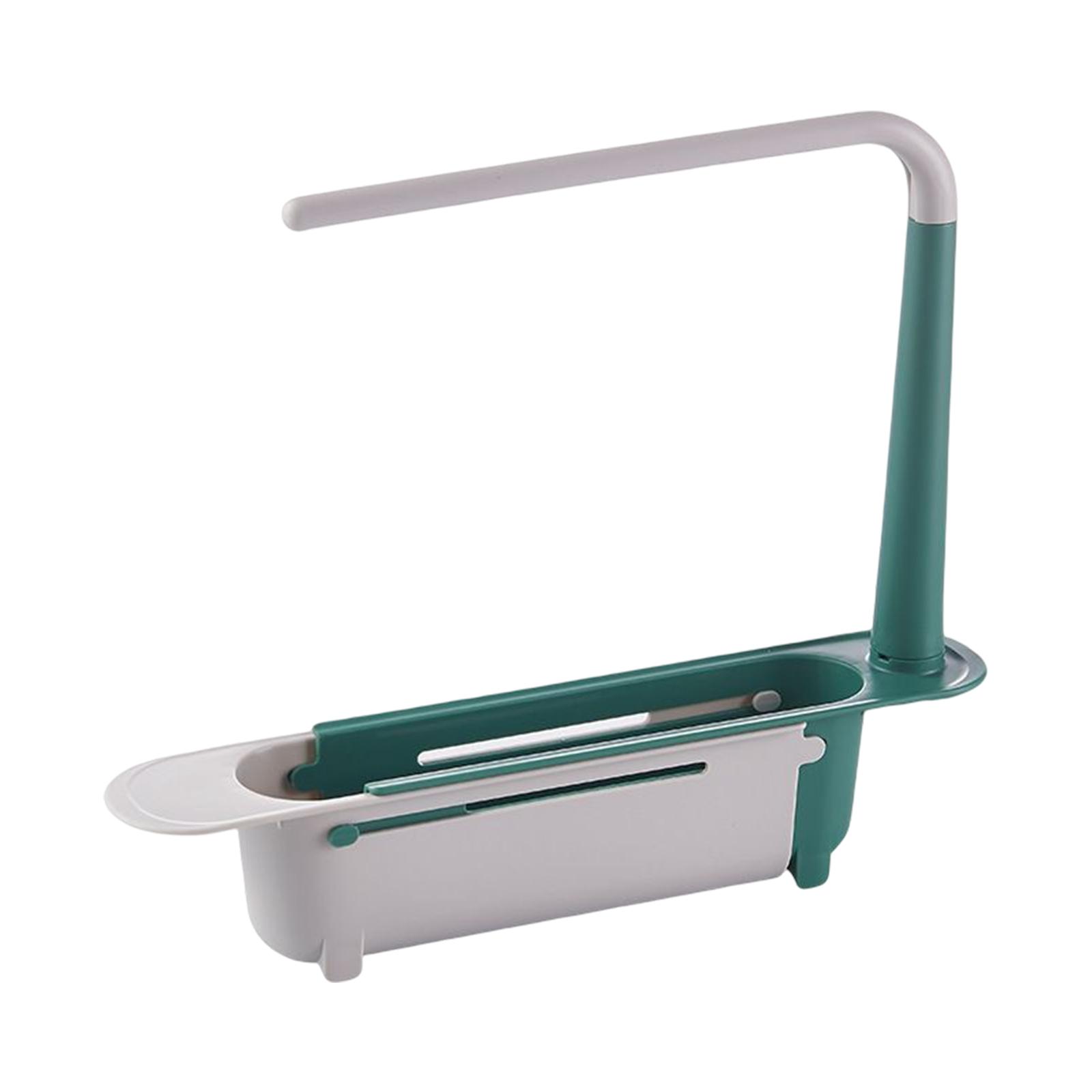 Bothyi - Fregadero Telescópico Soporte Ordenado Soporte De Esponja Telescópico Toallero Para Baño Verde