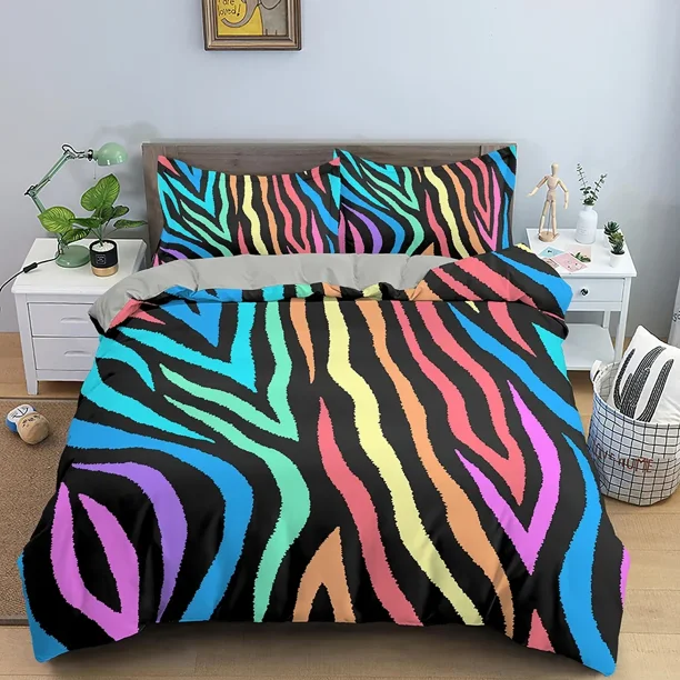 x1691 Bed SheetsAnimal Skin Stripe Duvet Cover Set ed Bedding Set Luxury Cozy Quilt Cover For Bedroom With Pillowcase Home Decor 3-Piece Bedding Set (1 Duvet Cover + 2 Pillow Shams) nj1691