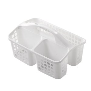 Bothyi - Ducha Portátil Caddy Cesta Suministros De Limpieza Cubo 3 Compartimentos Divididos Blanco