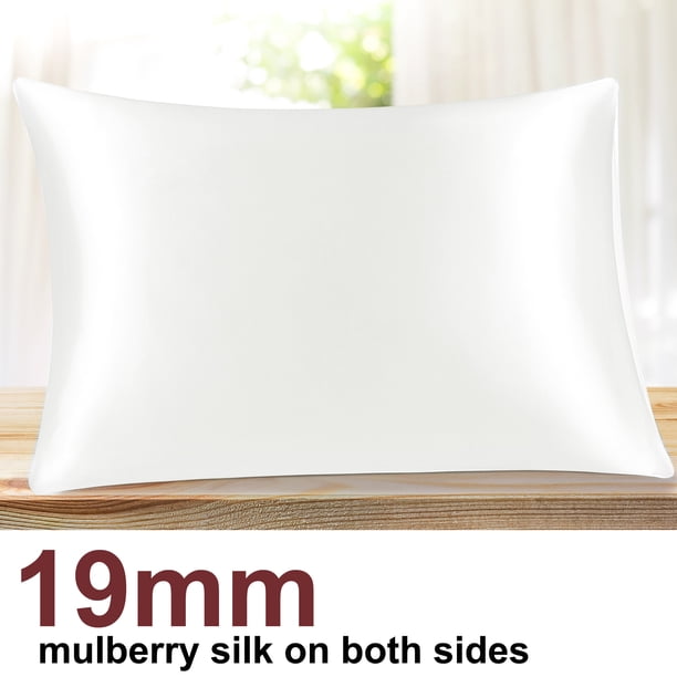 REGALWOVEN 1Pc Funda de Almohada de Seda de 19 Momme con Cierre de Sobre Blanco Puro King/20"x36"