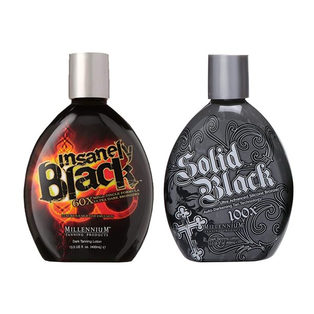 Loción bronceadora Millennium Tanning Solid Black 100 x 400 ml e Insanely Black 60 x 400 ml