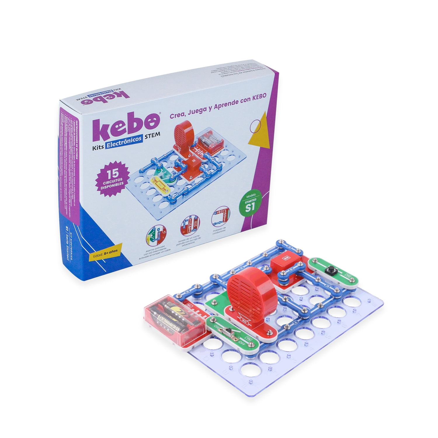 Kebo - Kit Electrónico Educativo Started S1 - 15 Circuitos